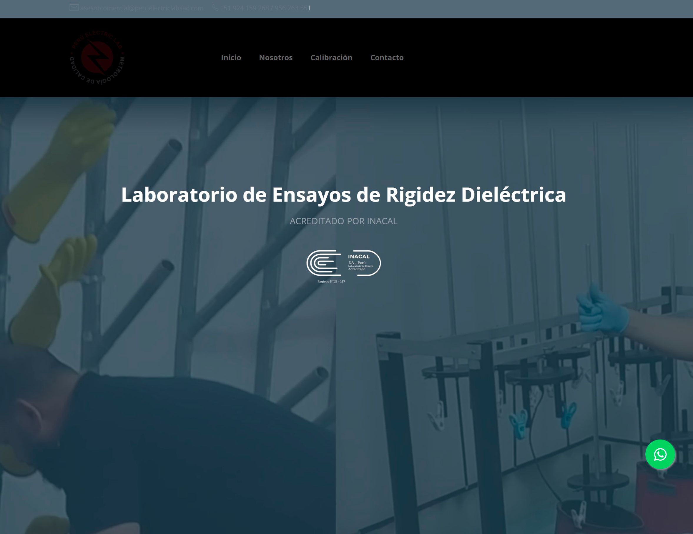 Sitio web para laboratorio de ensayos eléctricos de equipos de seguridad y protección eléctrica